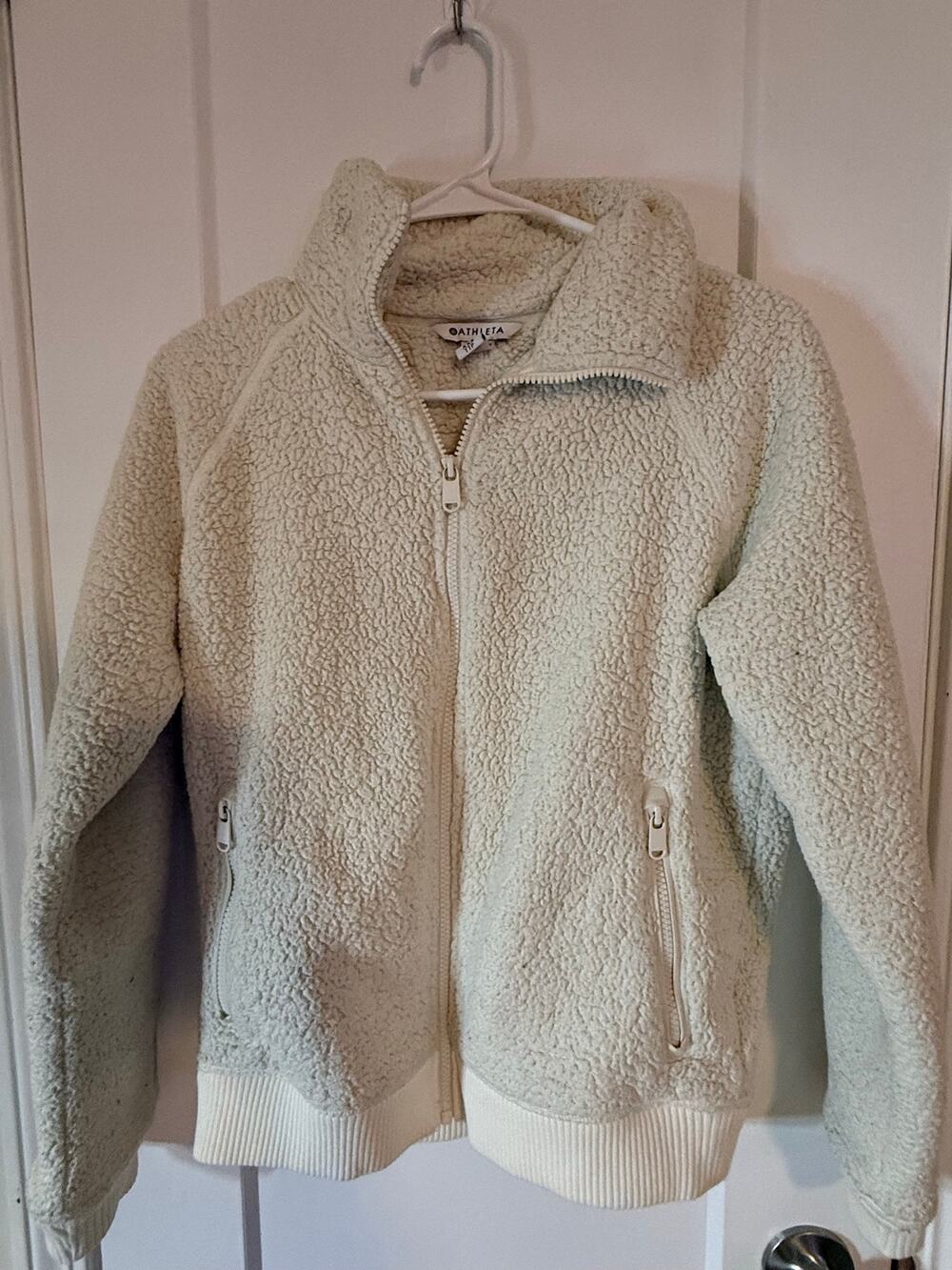 Athleta Cream Sherpa Zip Up Jacket